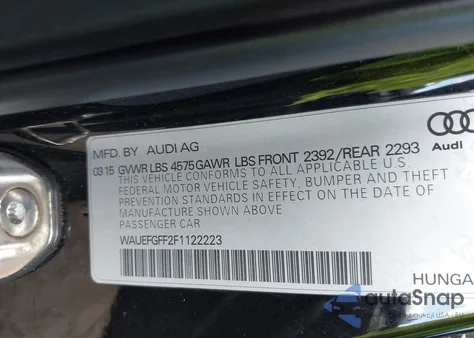 2015 Audi A3 2.0T Premium from USA, damaged, VIN WAUEFGFF2F1122223